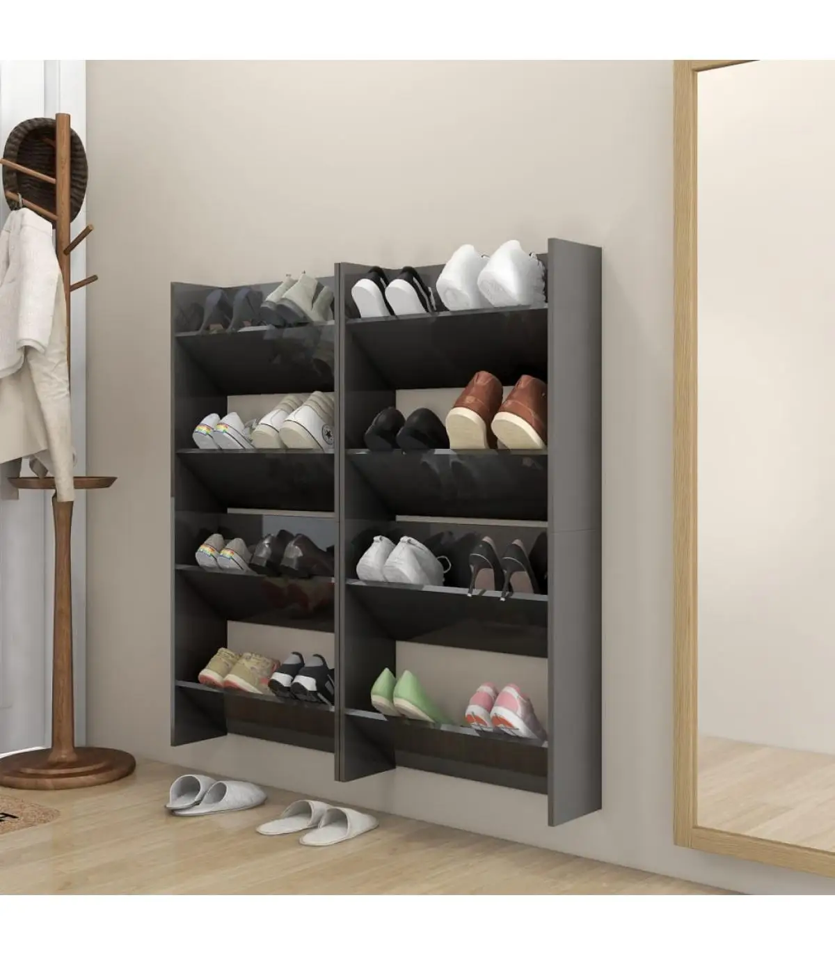 Shoemakers and shoe organizers Shoemaker Wall shoe rack 4 piece bright gray 60x18x60 cm