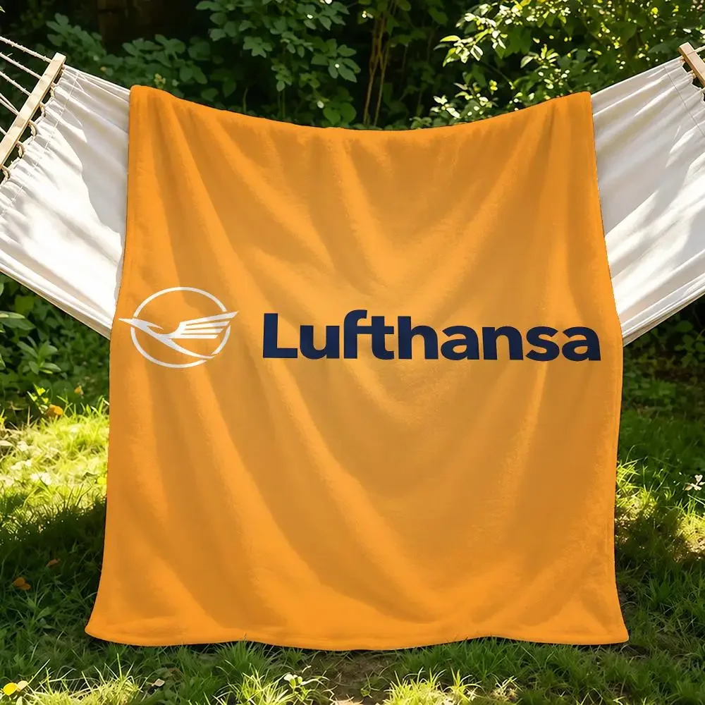 Airline Lufthansa Throw Soft Custom Printed Flannel Throw Blanket, for Home, Travel & Camping