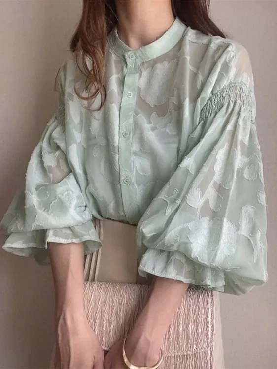 Dupla Face Desgaste Bolha Sve Lace irt Chiffon Ele Feminino Faion Coleção Outono Estampa Floral Longo Sve redondo Ne