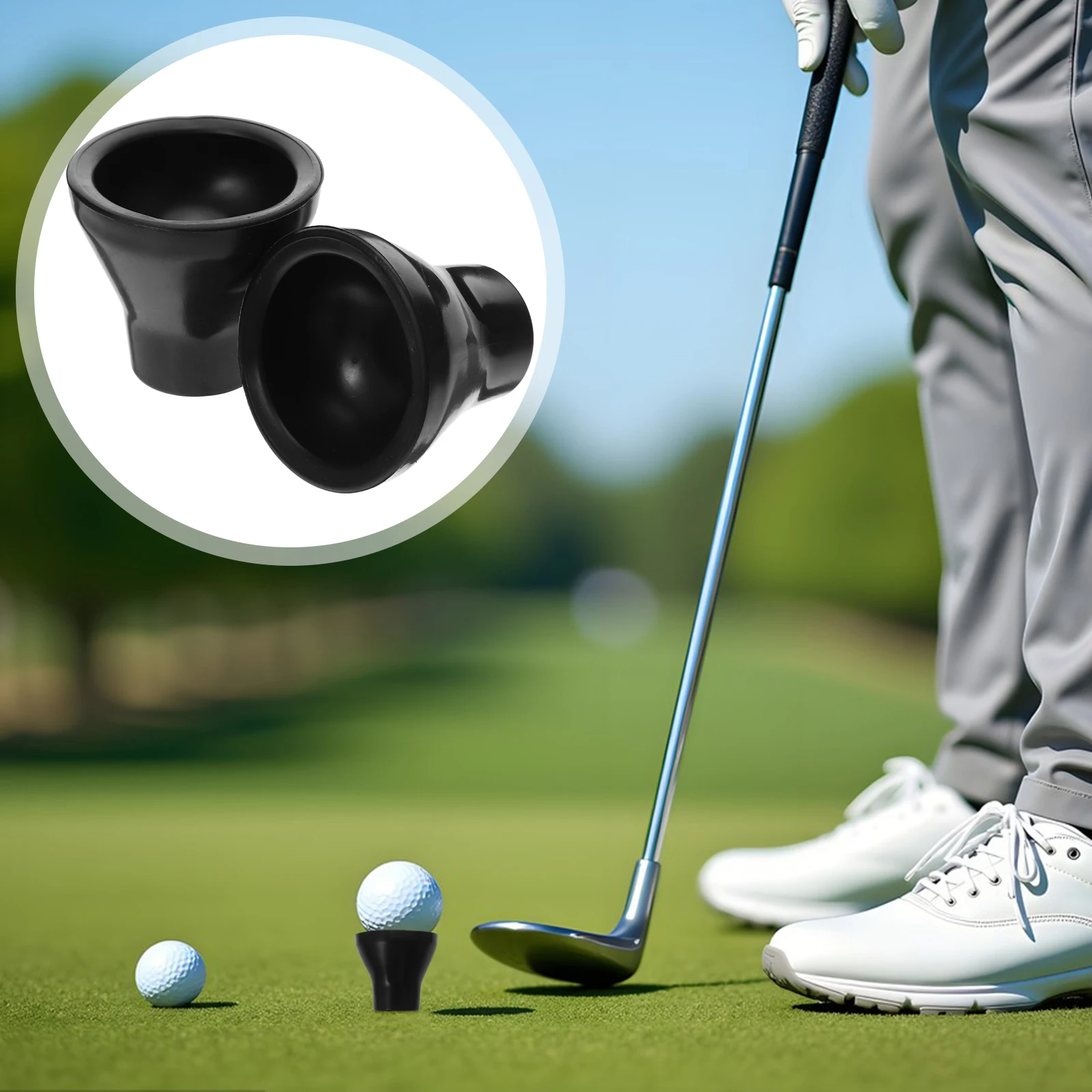 

2pcs Rubber Ball Pick-Up Cup For Putter Grip Lightweight Handy Golf Ball Picker Tool No Bending Needed Durable Black