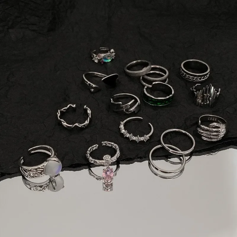 

925 Sterling Silver Love Heart Lightning Irregular Retro Ring for Women Fine Jewelry Minimalist Accessories Wearable for Party