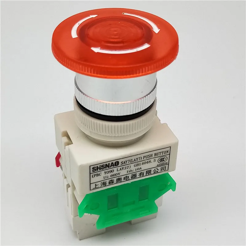 Emergency Stop Light Power 22mm Switches Mushroom Head on Off Pushbutton Led  Switch Lay37 Lay7 Y090