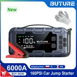 BUTURE 6000A Car Jump Starter PD45W Power Bank 26800mAh 160PSI Air Pump Battery Emergency Boosters Starting Device Car Starter
