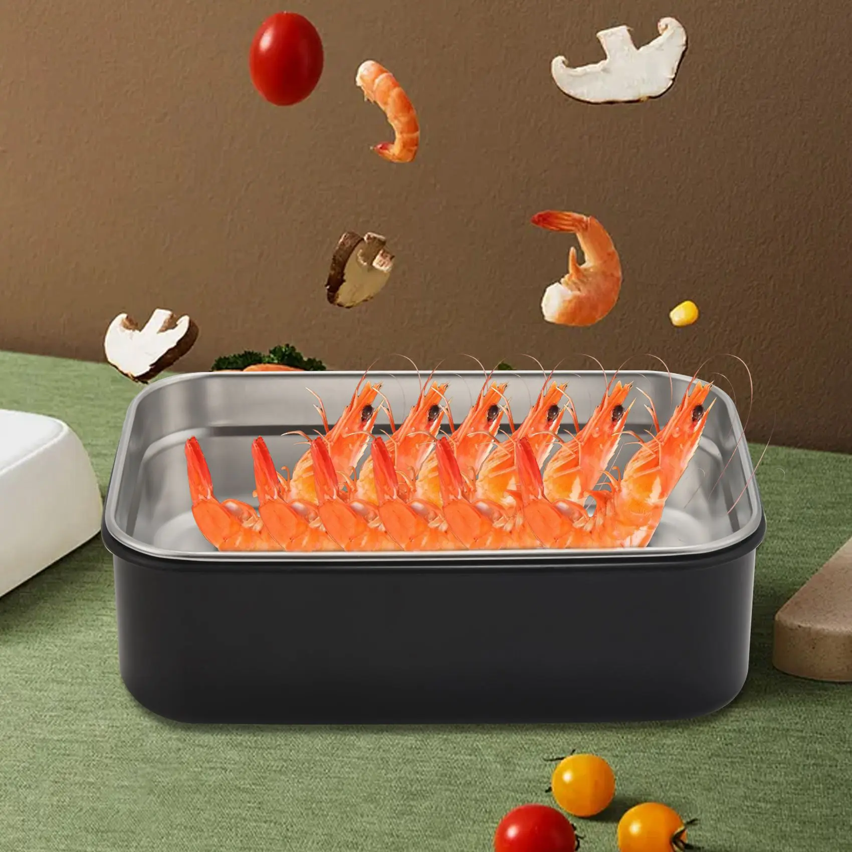 ABZT 304 Stainless Steel Stackable Compartment Lunch/Snack Box 2-Tier Bento/Food Container for Adults or Kids Black