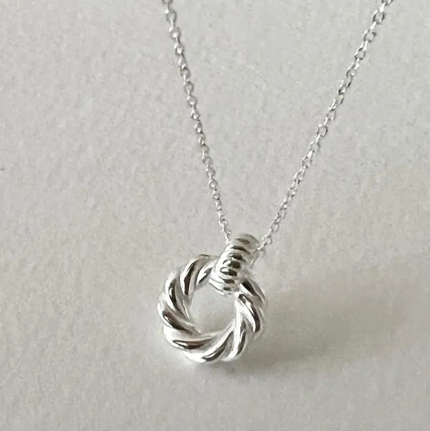 S925 Sterling Silver Round Spiral Pattern Pendant Necklace High Quality Fashion Design Jewelry Accessories Gift For Women