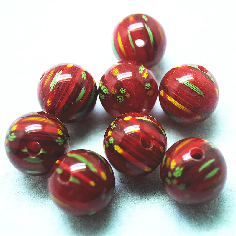 5PCS Hot Italy Murano Glass Matching Beads Size 20MM Round Ball Big Hole 3.0MM DIY Jewelry Findings For Fashion Necklace Designs