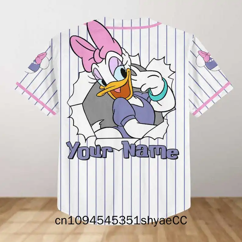 Daisy Duck Baseball Jersey, Custom Name Number Baseball Shirt, Disney Movie Cartoon Jersey, Magic Kingdom, Disneyworld, Disneyla