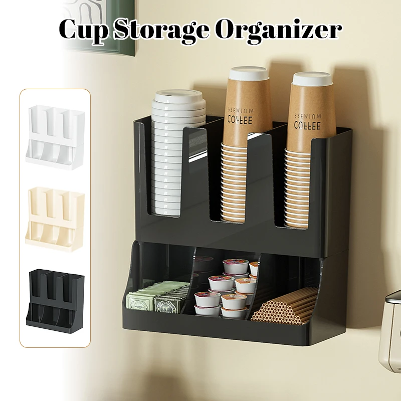 

Versatile Disposable Upright Coffee & Condiment Organizer Cup, Lid & Utensil Storage Rack for Office Break Room, Kitchen, Home