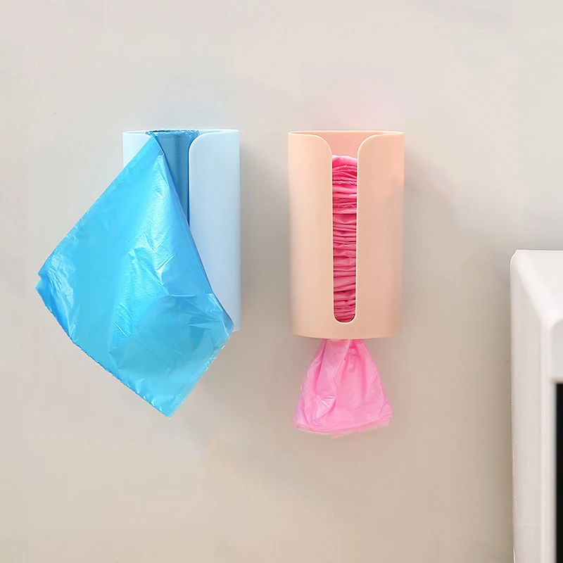 Plastic Bag Container Garbage Bag Storage Box Wall Mounted Trash Bags Holder Kitchen Bathroom Garbage Bag Dispenser Organizer