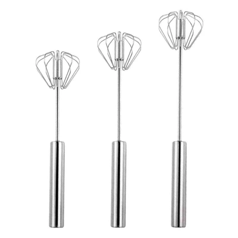 

Stainless Steels Eggs Beater Hand Push Whisks Blenders Rotating Push Mixer Stirrer