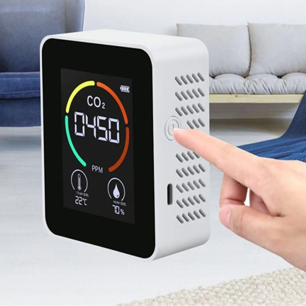 3 in 1 Air Quality Detector Real-Time Monitoring LCD Display Carbon Dioxide Detector 400-5000PPM Smart Air Quality Monitor