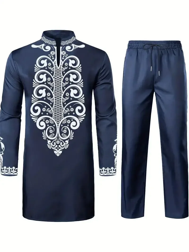 Quattro stagioni di vendita calda nuovi uomini di moda 2 pezzi set Afirican Syle Ethinic abbigliamento casual e pantaloni abbigliamento uomo musulmano