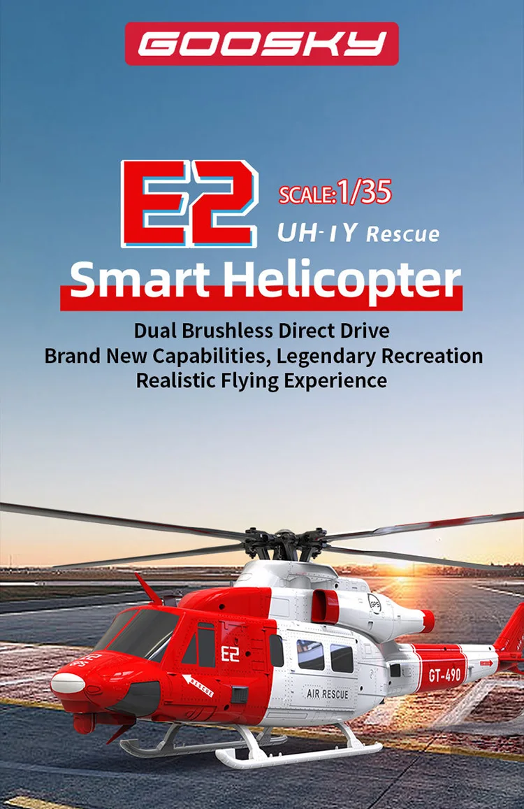 Novo goosky e2 gps helicóptero de controle remoto inteligente realista Uh-1y modelo de vôo brinquedo simulação de aeronave brinquedos voadores presente