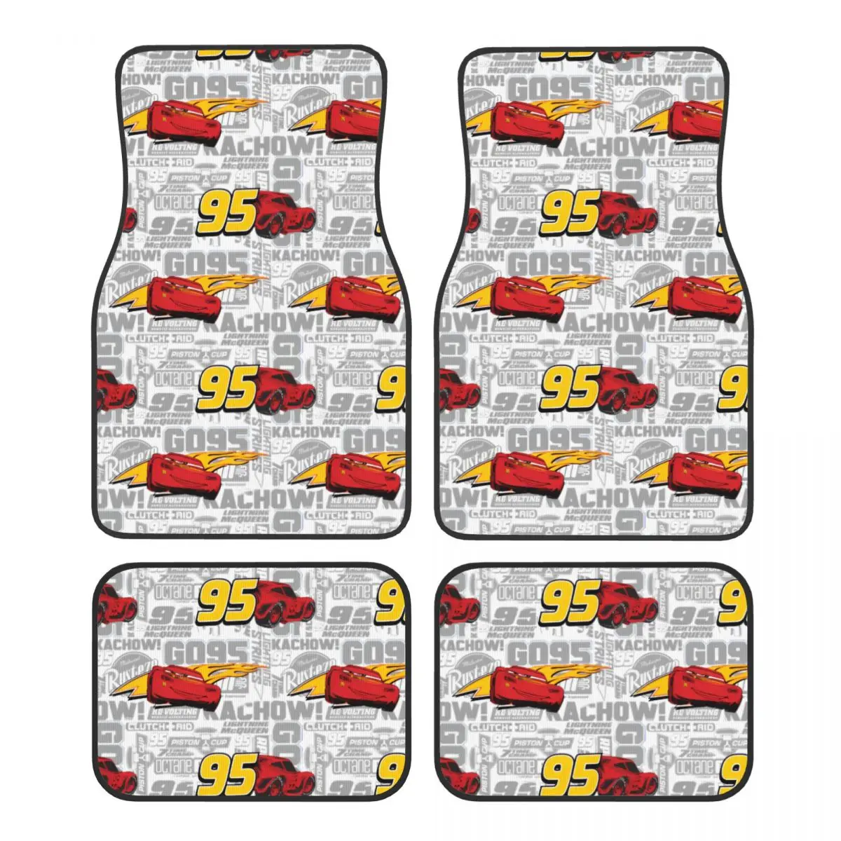 

Lightning Mcqueen Cars Universal Fit Car Floor Mats Durable Car Carpet Mat Set of 4pcs with Anti-Slip Backing Fit for SUV Vans
