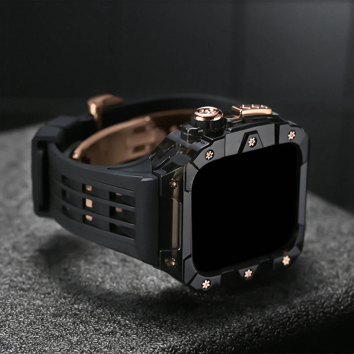 Transparent Case+Strap For Apple Watch Series 10 46MM Fluororubber Watch Band Modification Kit For iWatch S10 Butterfly Buckle