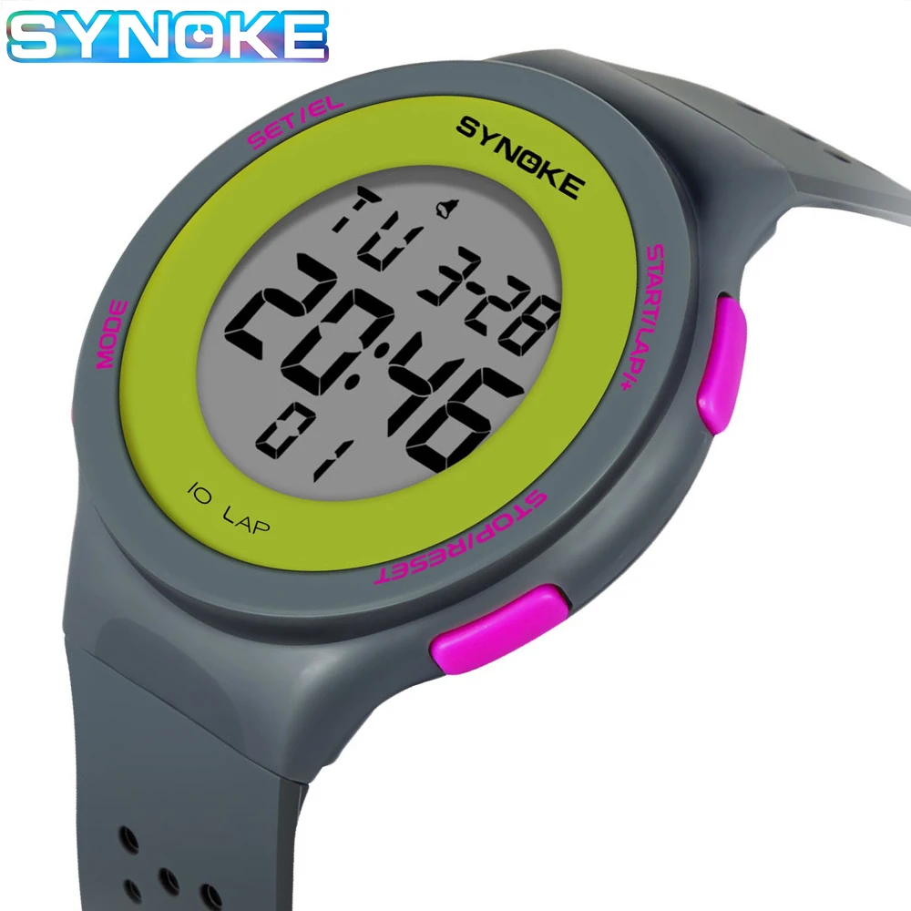 Outdoor Sport Watch Men Alarm Chrono Clock 5Bar Waterproof Military Watches LED Display Shock Digital Watch Thin Design Synoke