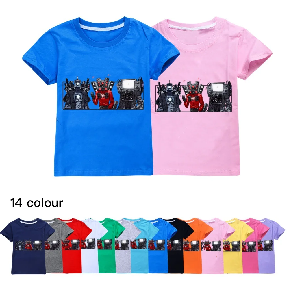 2023 Summer Skibidi Toilet T Shirt Kids Cameraman Speaker Man T-shirt Teenager Boys Casual Clothing Baby Girls Short Sleeve Tops