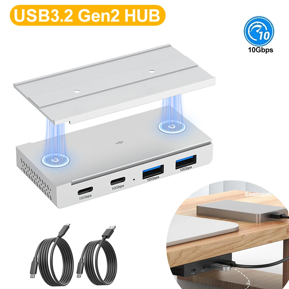 Magnetyczny hub USB na biurko USB3.2/3.0/2.0, szybki rozdzielacz danych do MacBook Pro, iMac Pro, laptopów PC, akcesoria — zdjęcie produktu 2