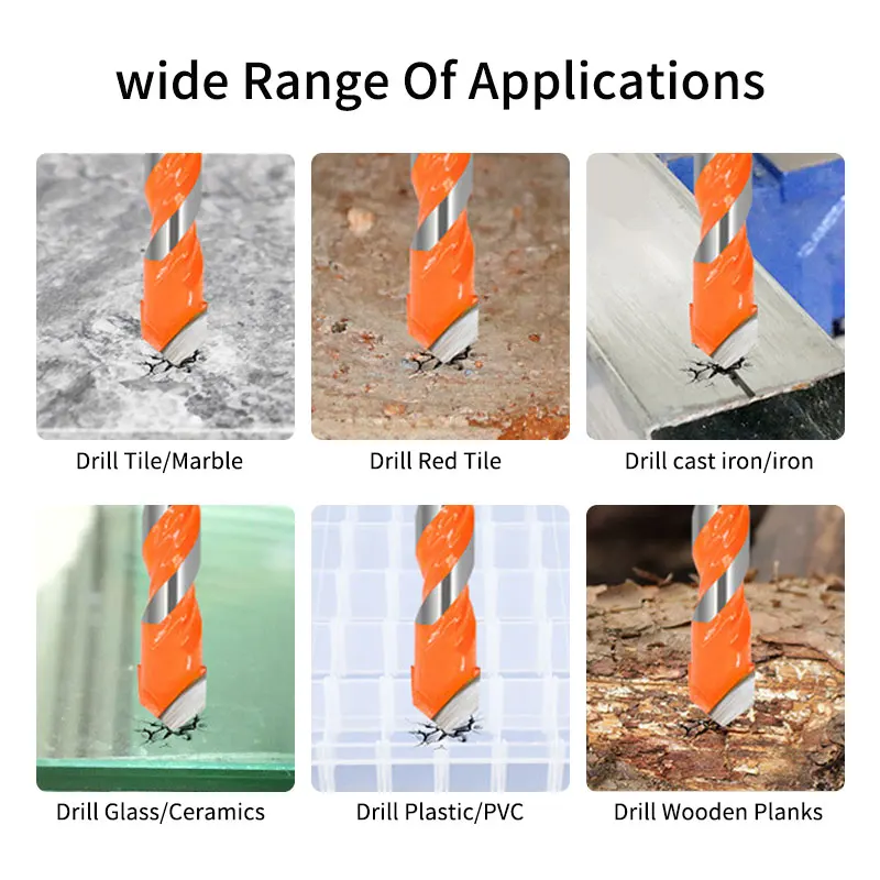 CHOWMASTER Multi-function Triangle Drill Bit Set for Ceramic Tile Concrete Wall Metal Wood Drilling Hole Cutter Glass Drill Bits