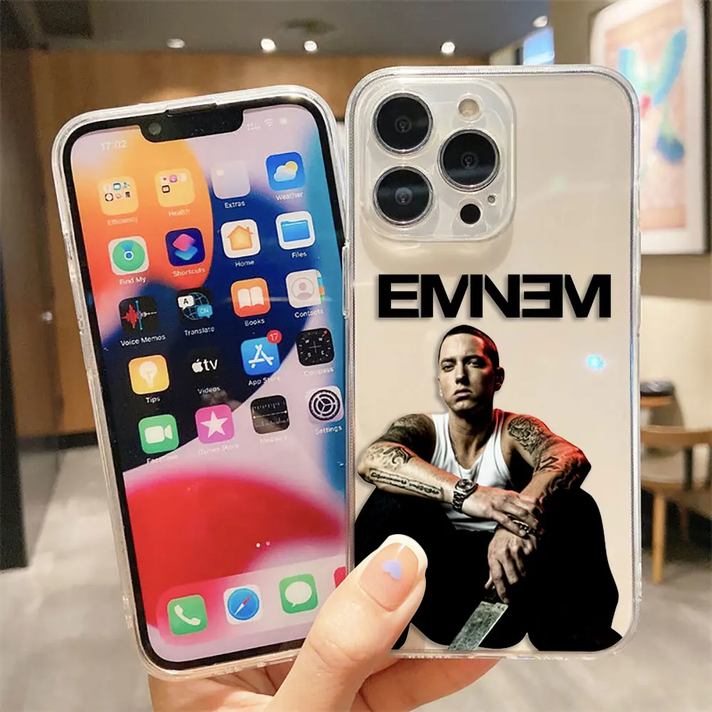 

Rap E-Eminem Poster Clear Phone Case For Redmi Note 15 14 13 12 11 11T 11S 10 9 10S 9S 8 Pro Max Plus DIY Shell Case Capa Cover
