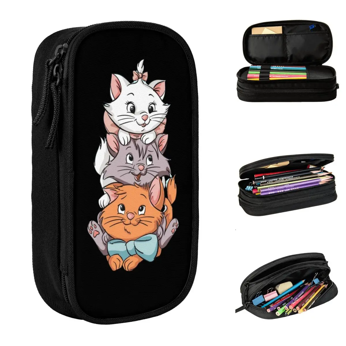 

Aristocats Cats Marie Berlioz Toulouse пенал для ручек, сумки для карандашей, студенческие школьные принадлежности большой емкости, пеналы на молнии