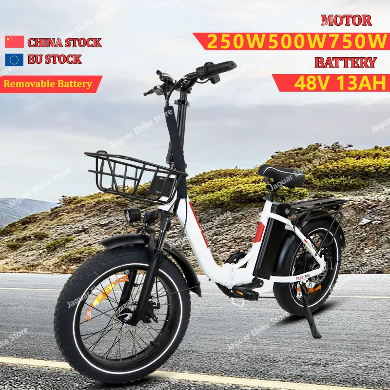 

Mountain Electric Bike 750W Motor 48V13AH Removable Battery Folding Ebike 20*4.0 Inch Fat Tire City Communing Electric Bicycle