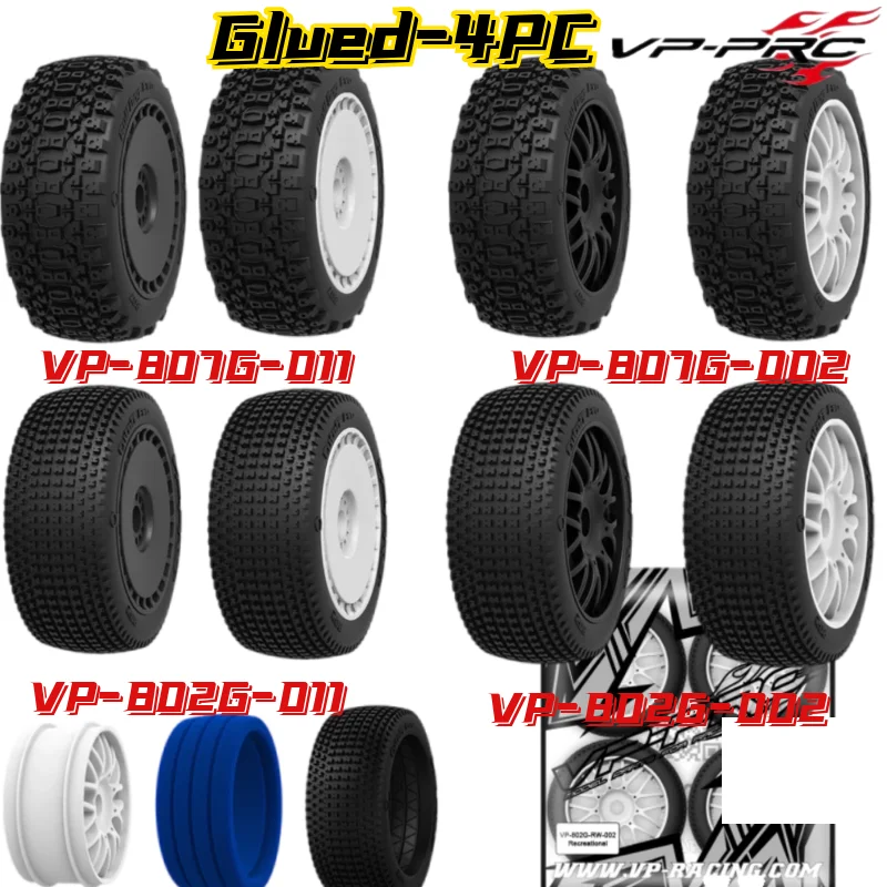 4PC VP PRO 807 802 1/8 RC Buggy Rally Truck Tire Glued 17mm Nut Practice Recreational Tire Wear-resistant ARRMA Xray Hsp Kyosho