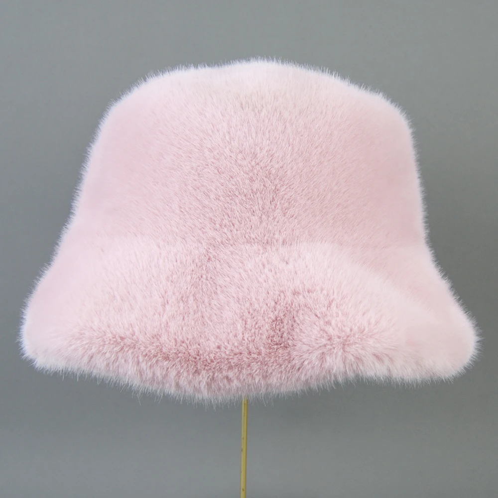 False Mink Fur Berets Elegant Women\'s Winter Caps New Design Fashion Artificial Fur Hats Knitted Warm False Mink Fur Beanies Hat