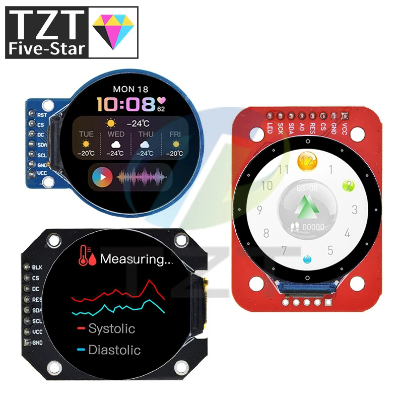 Imagem -05 - Módulo de Exibição Lcd Tft para Arduino Rgb Redondo 240x240 Driver Gc9a01 Fios Interface Spi Pcb 240x240 1.28