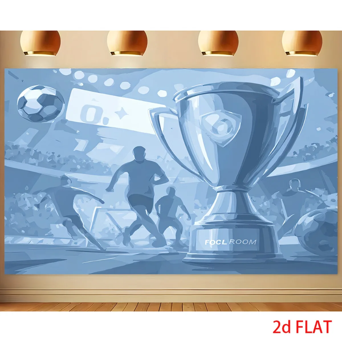 Soccer Trophy Champions League TapestrySports Theme Wall Art Football Fan Decor forGame Room Man Cave Stadium Atmosphere Hanging