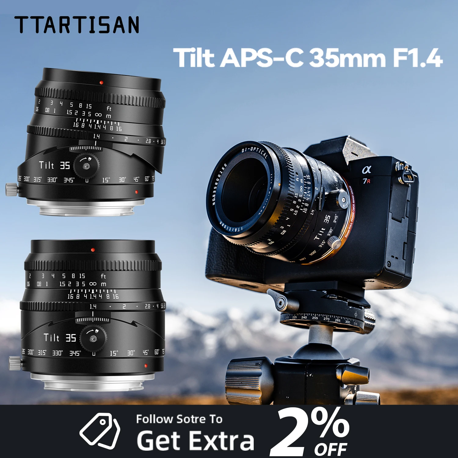 TTArtisan Tilt APS-C 35mm F1.4 Rotating Shift Lens Aperture Camera Lens For Digital Camera Nikon Z Canon RF Fuji XF Sony E-mount