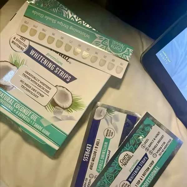 gurunanda-premium-strips-clareadores-seguros-profissionais-expresso-para-dentes-saudaveis-sabor-coco-e-menta-cuidados-dentarios-clareamento-14-adesivos