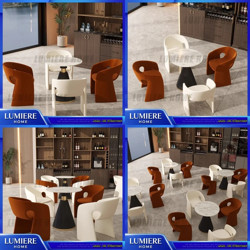 

Modern Coffee Chair Set for Lounge Cafe Hotel Reception Area Marble Top Table and Chairs Combo for Living Room Office Waiting