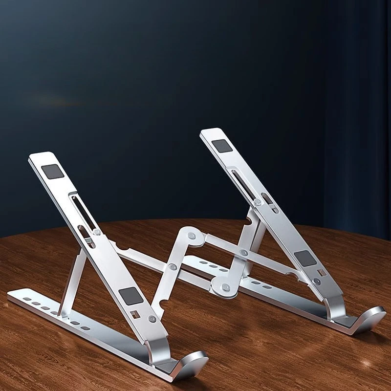 

Aluminum Laptop Stand Riser Foldable Portable Adjustable Height Desktop Cooling Holder for Notebook Mac iPad Storage Rack