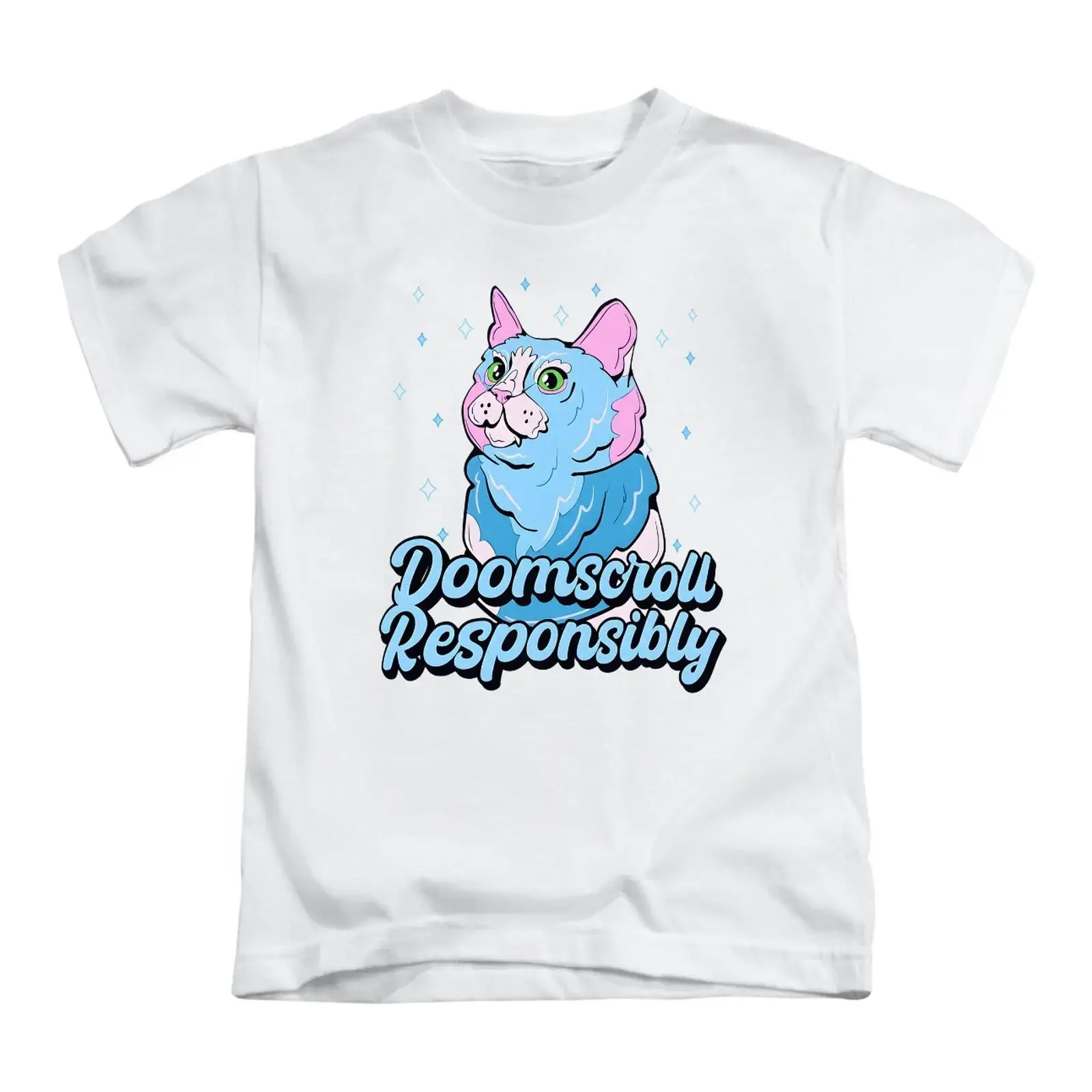 Doomscroll Responsibly Erwachsene T Shirt Fun Katze Meme Lustig Oberteil Neu vintage Washed Breathable Unisex