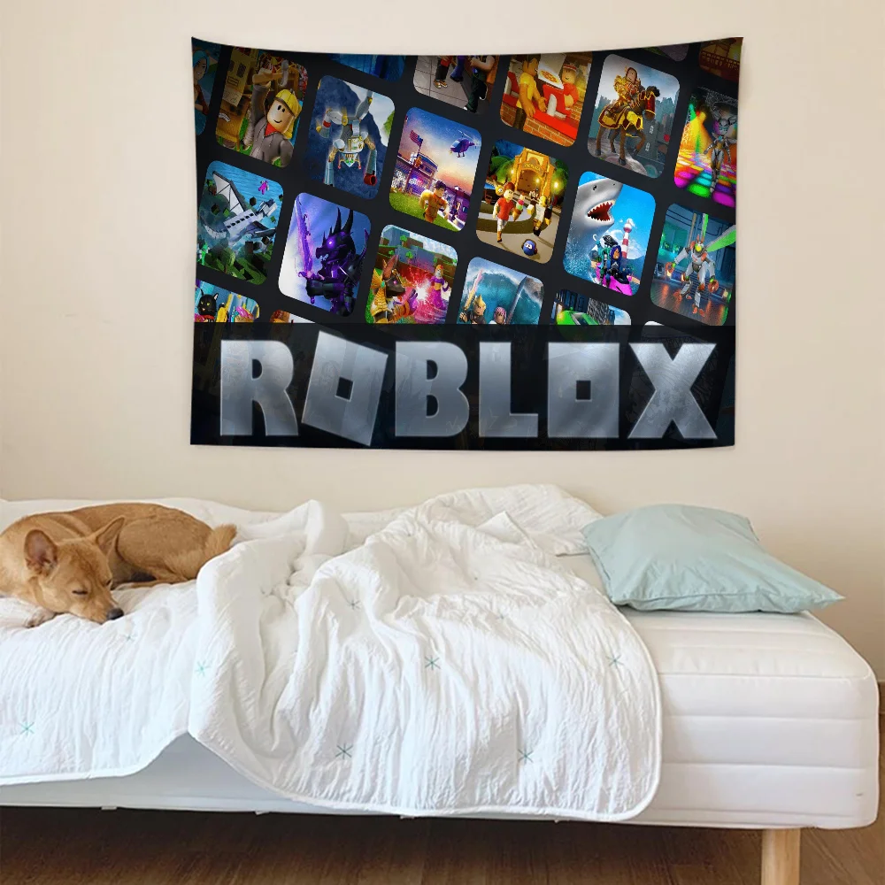 Game-R-Robloxs Cartoon Tapestry Hippie Flower Wall Carpets Dorm Decor Art Home Decor