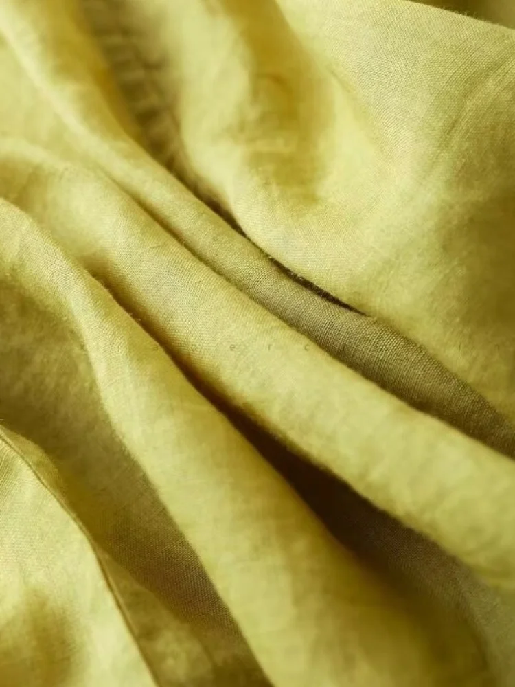 Unico lungo Sve irt Estate da donna Nuovo Sle Sottile Protezione solare Cotone Lino Pieghettato Avocado een Colore Versatile Loos...