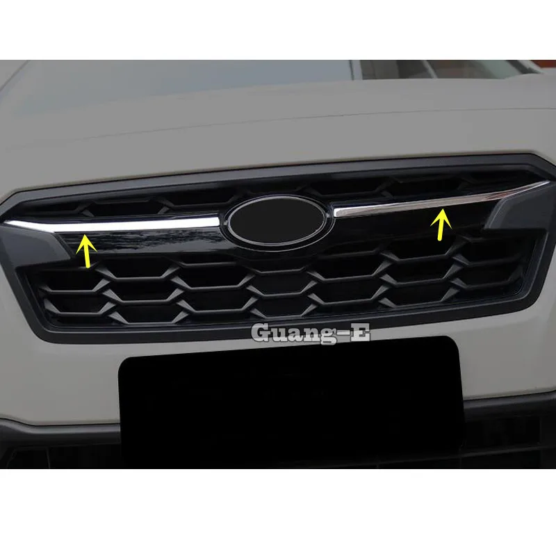 Car Styling Body Protect Detector ABS Chrome Trim Front Up Head Grid Grill Grille Panel 2pcs For SUBARU XV 2018 2019 2020 2021