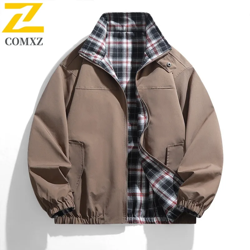 

COMXZ новая двусторонняя мужская куртка, универсальная повседневная легкая куртка для приключений, модная свободная осенняя одежда для рыбалки нахлыстом