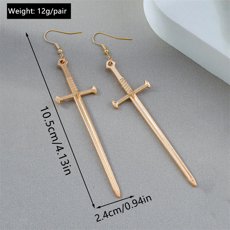Punk Gothic Übertriebene Lange Metall Kreuz Tropfen Ohrringe für Frauen Mädchen Party Urlaub Schmuck Zubehör – Detail 4