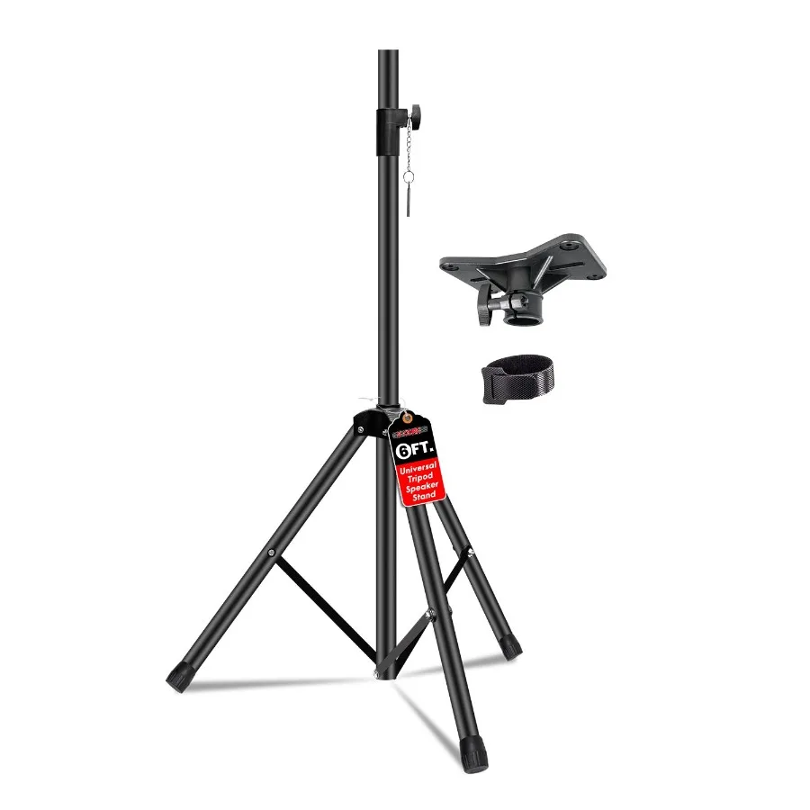 

5 Core Speaker Stand Tripod Floor Heavy Duty Adjustable Up to 72 Inch DJ Studio Monitor Stands Pole Mount SS HD BLK WOB