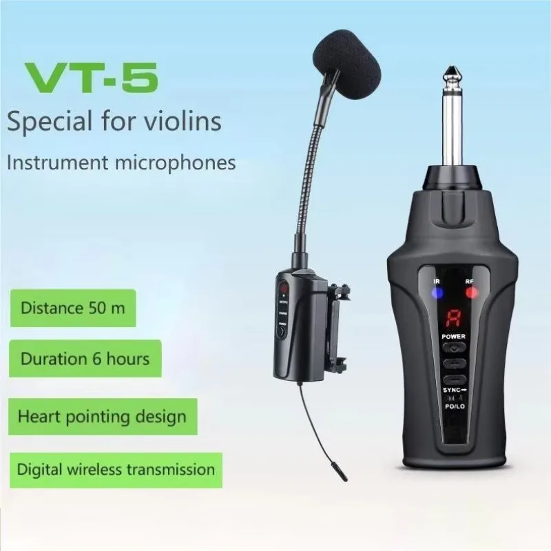 2025 vendita calda professionale UHF strumento wireless microfono amplificatore per performance sul palco pickup per violino mini piccoli microfoni