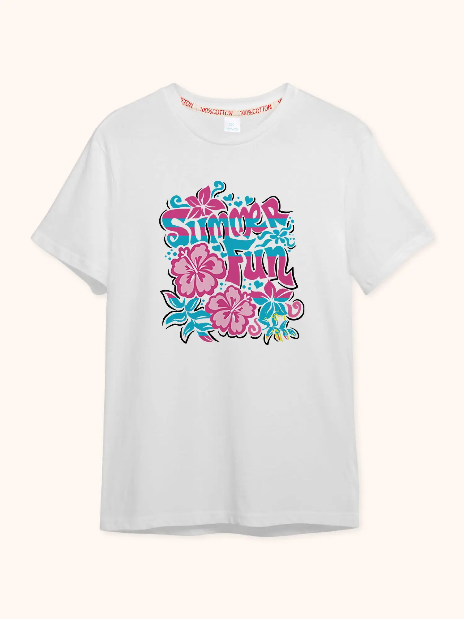 Summer fun Girl t-shirt arwork Tropical Sublimation White New 2024 Summer girl's Clothing