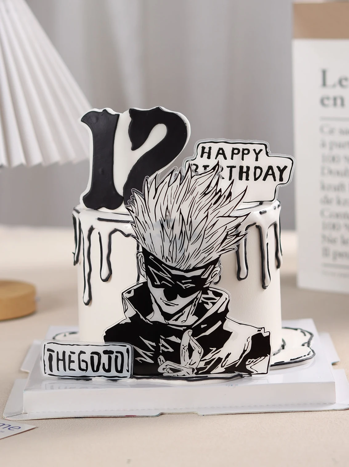 Anime Jujutsu Kaisen Satoru Gojo Cosplay acrílico dibujos animados decoración de pasteles insertar señal de pie tablero indicativo regalo de Navidad