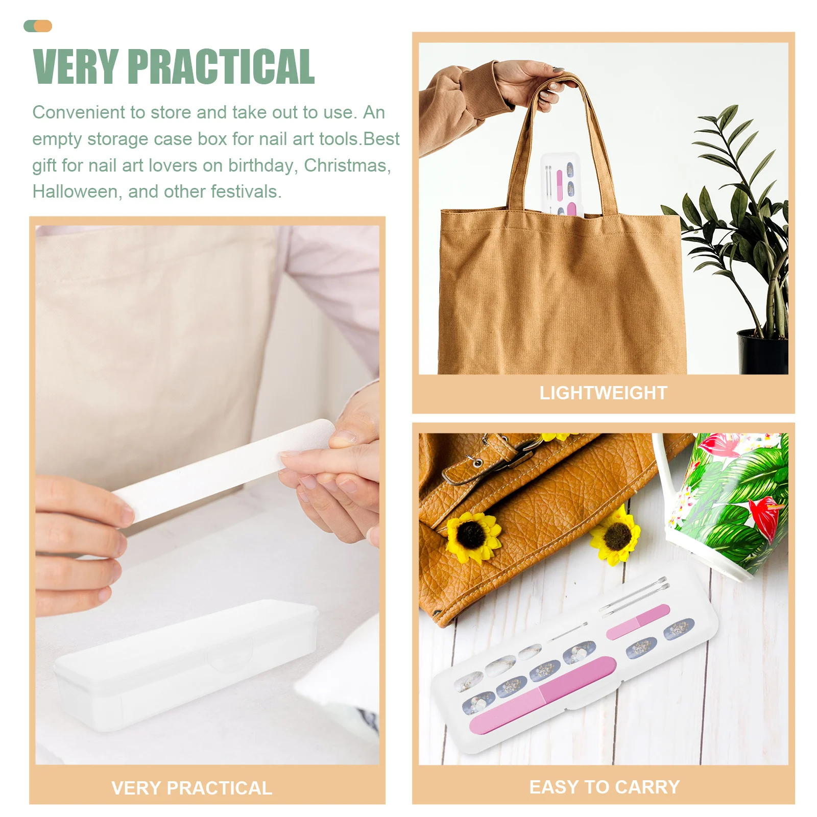 

2Pcs Professional Manicure Tool Box Nail Art Storage Organizer Portable Salon Accessory Case Grinding Tool Holder