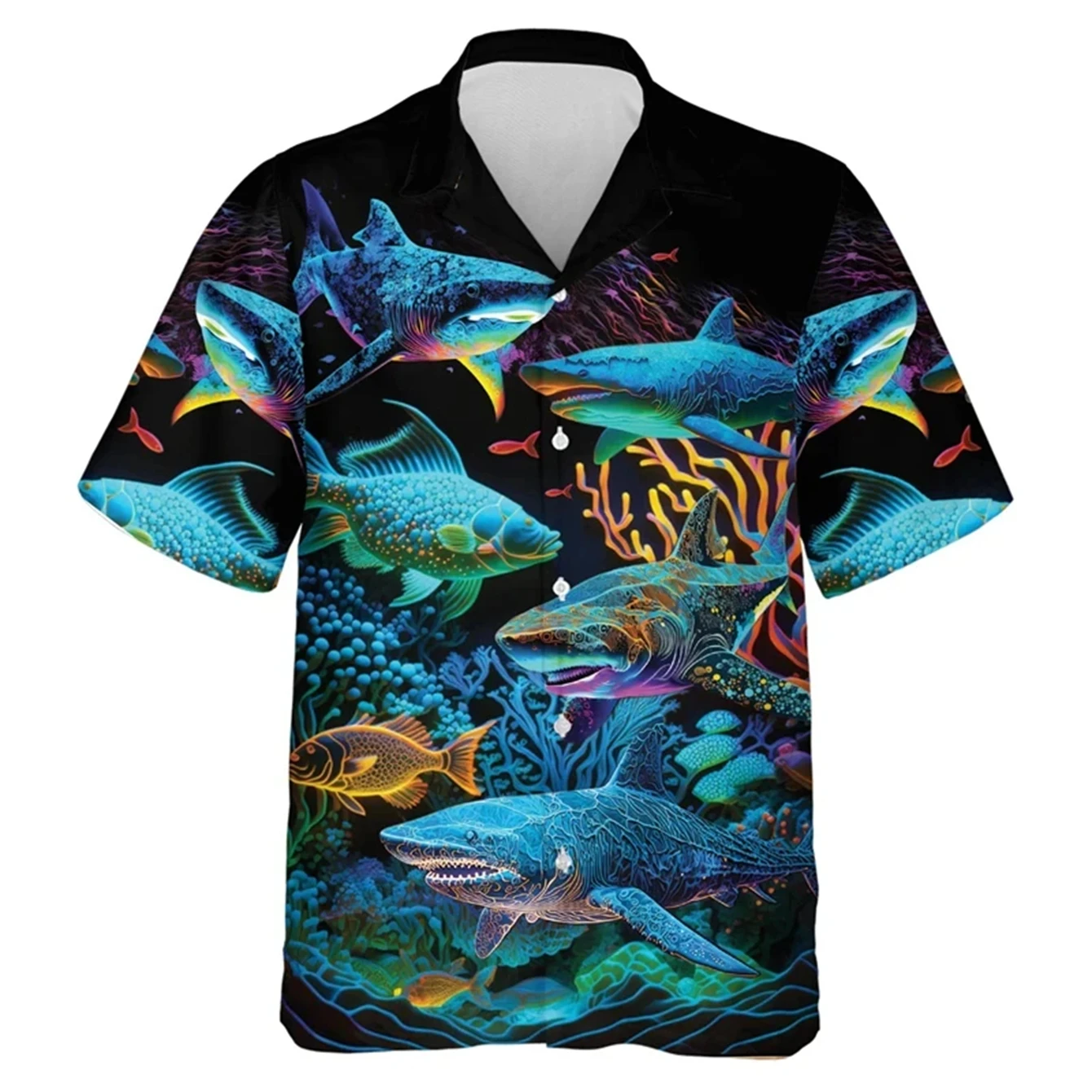 Camisa de pesca havaiana para meninos, camisa de manga curta confortável e respirável, camisa de praia solta, grande, verão