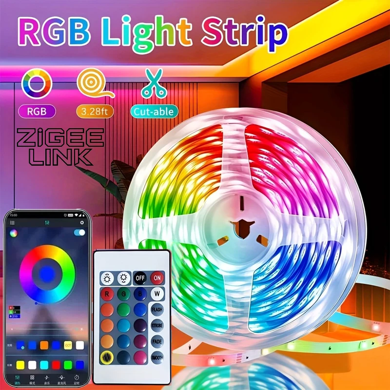 

Smart Light Strips Usb 5V RGB Led Lights 1M-5M TV Backlight Music Sync Color Changing Flexible Lamp Tape for Christmas Decor