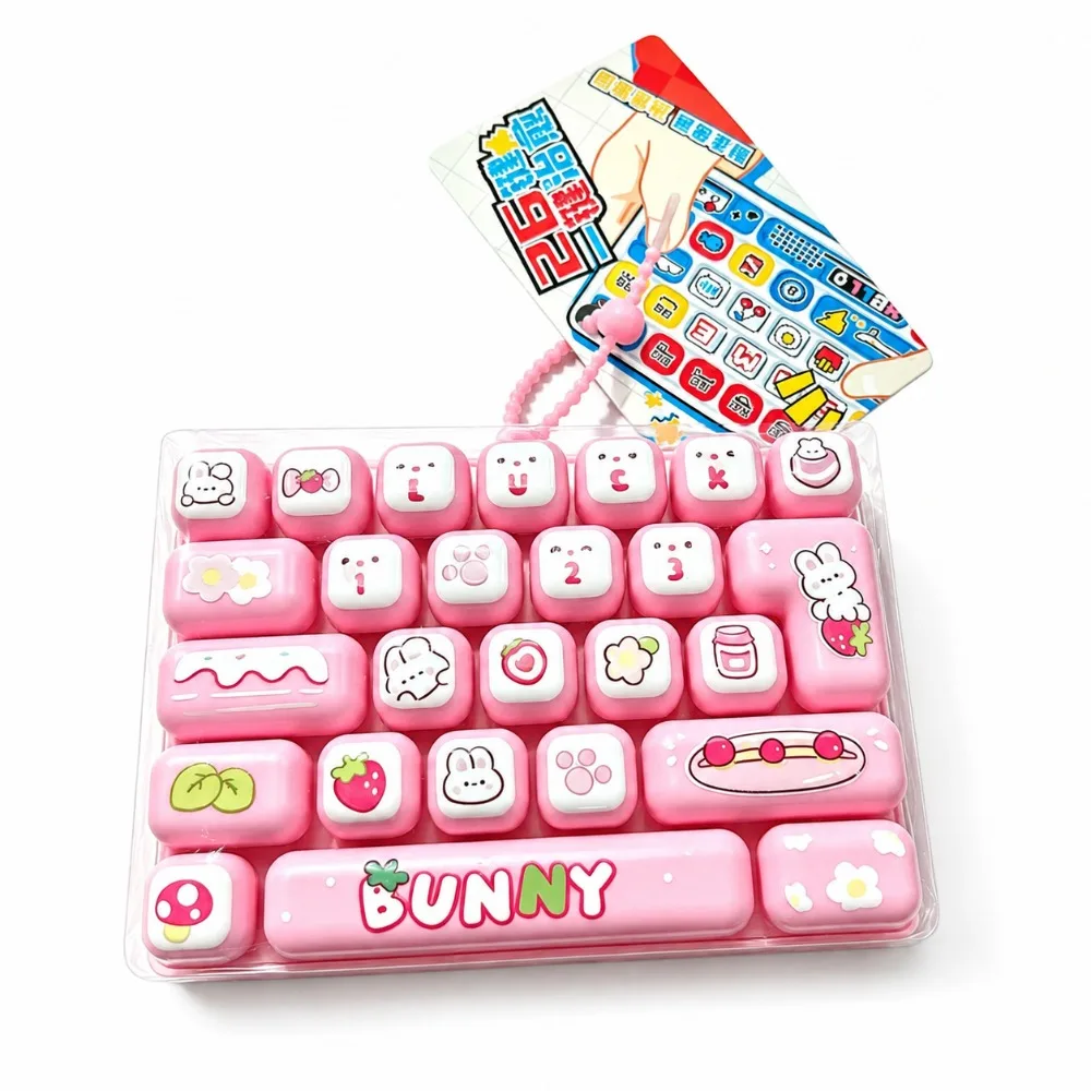 26-Key Decompression Button Cute Design Simulation Keyboard Mini Keyboard Pendant With lights Transparent Dual-Tone