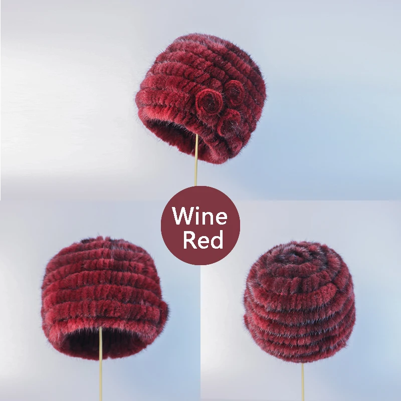 Neue Modische Echte Natürliche Damen Gestrickte Nerzmütze Handgefertigte Strick-Wintermütze Ohne Krempe – Detail 12