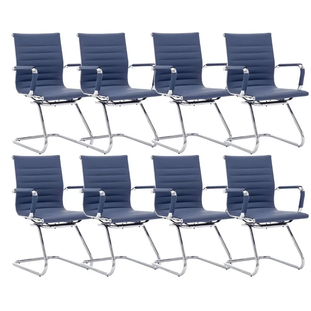 

Waiting Room Chairs Leather Office Guest Chair Mid Back Reception Chairs with Sled Base for Meeting Patient Conference Room, Na